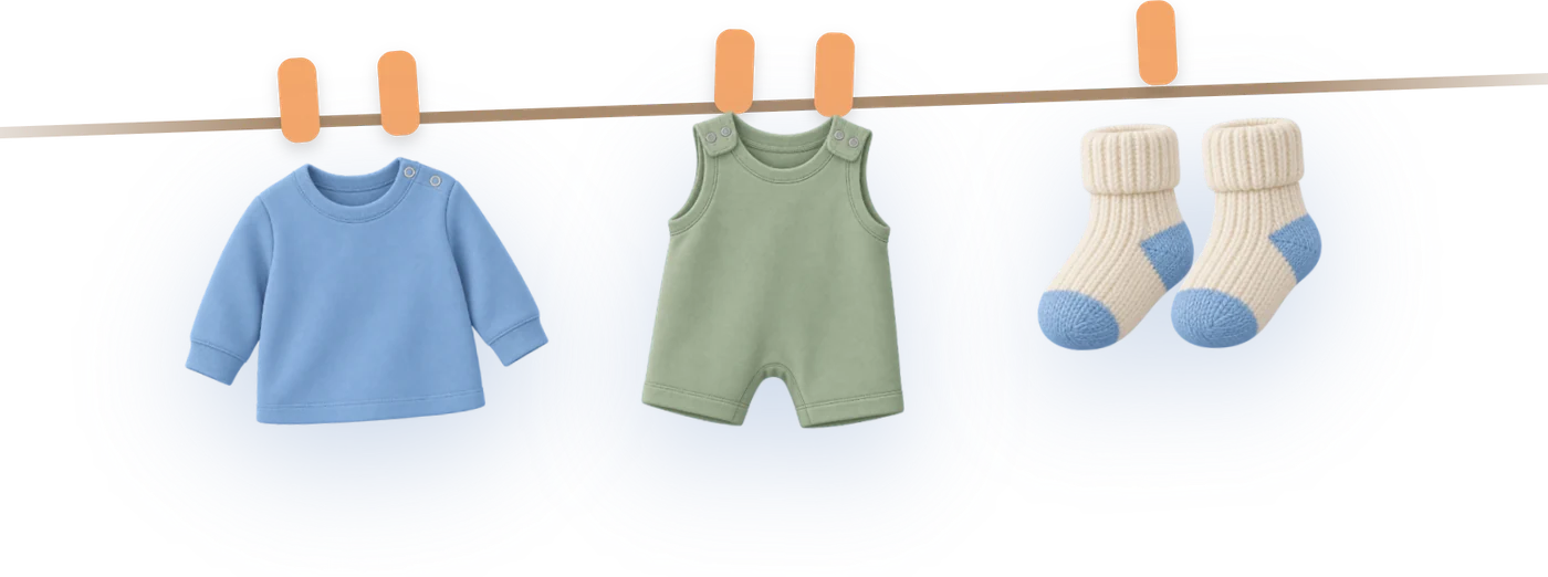 Baby clothes on a clothesline