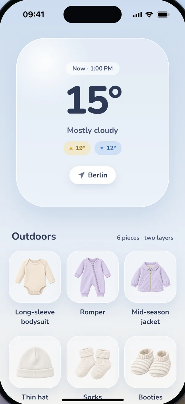BabyWear on iPhone: what should my baby wear today?
