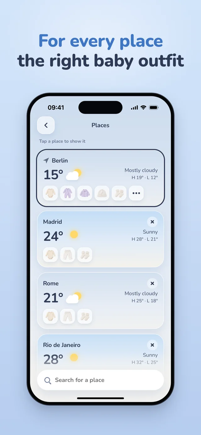 Places: weather and outfit at Grandma's or on vacation
